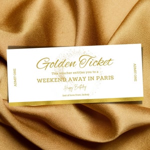 Golden Gift Certificate, Event Golden Ticket, Gold Gift Voucher, Print At Home Birthday Card, Digital Gift Voucher, Surprise Ticket, PGC-44