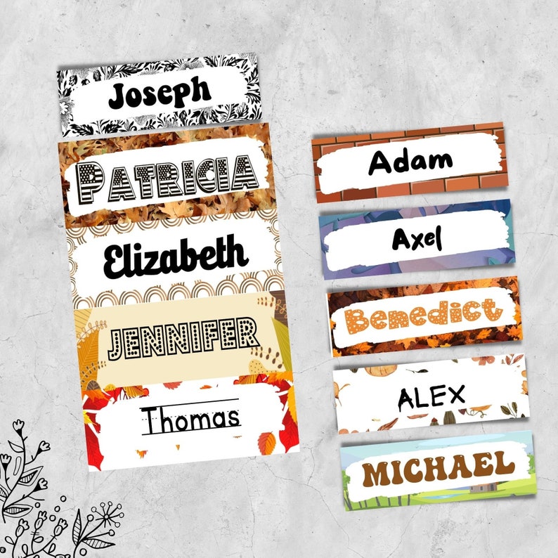 Custom Name Tags Template, Editable Desk Name Labels, 20 FONTS ...