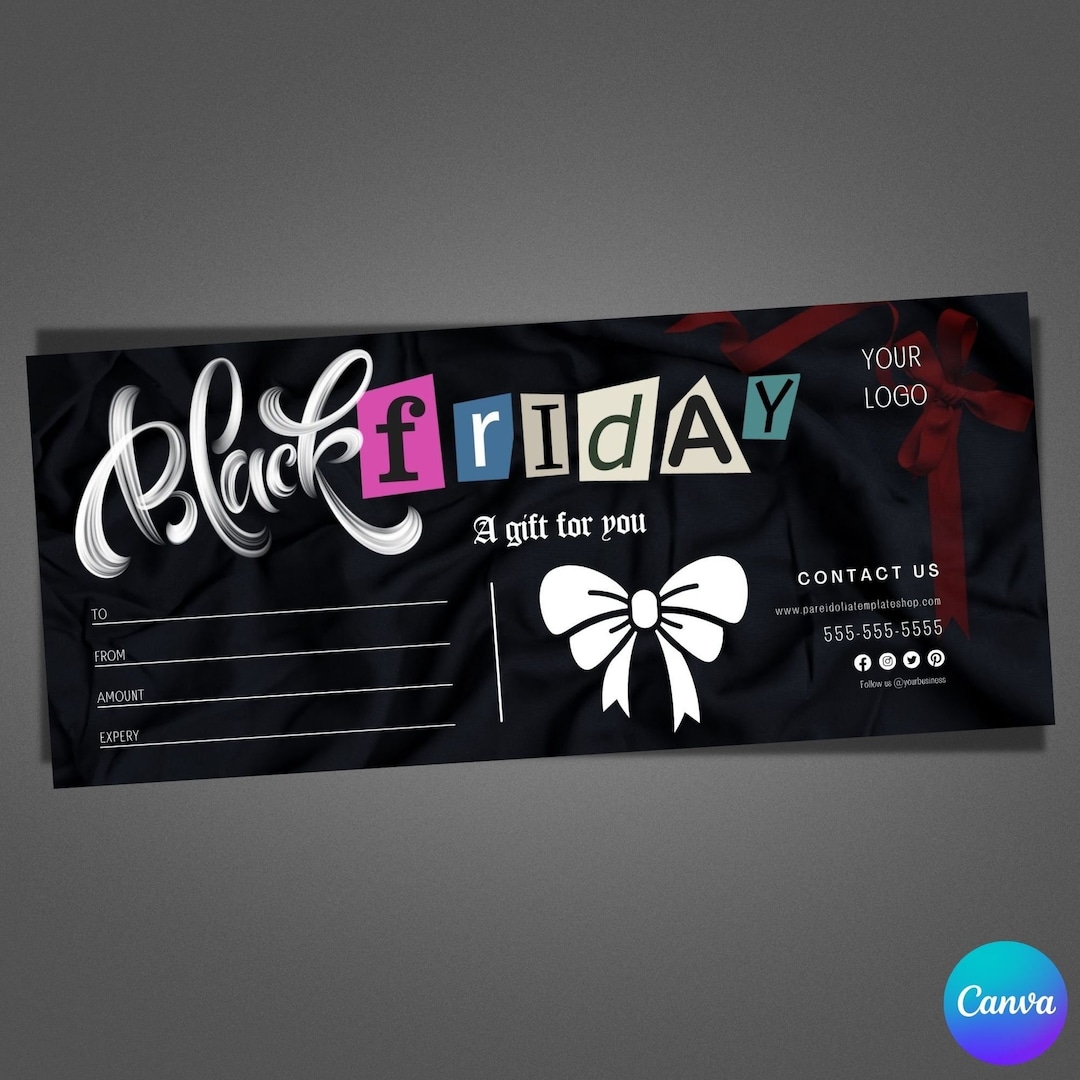 Black Friday Gift Card Black Friday Coupon Gift Certificate Etsy