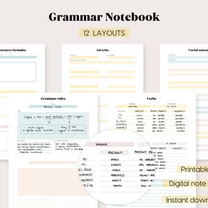 Grammar Notebook - Language Learning Printables PDF Notebook