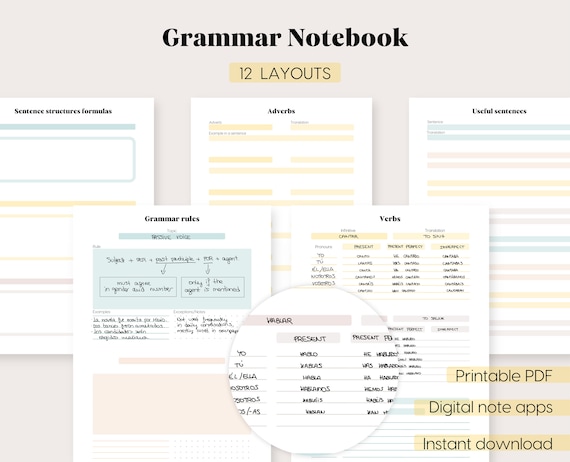 Grammar Notebook Language Learning Printables PDF Notebook - Etsy