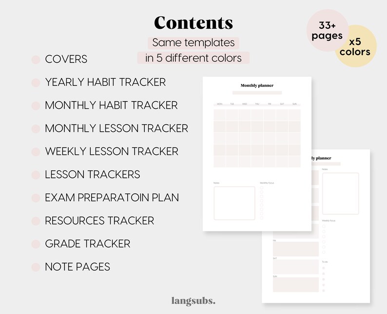 Language Study Planner PDF Printable Notebook Tracker - Etsy