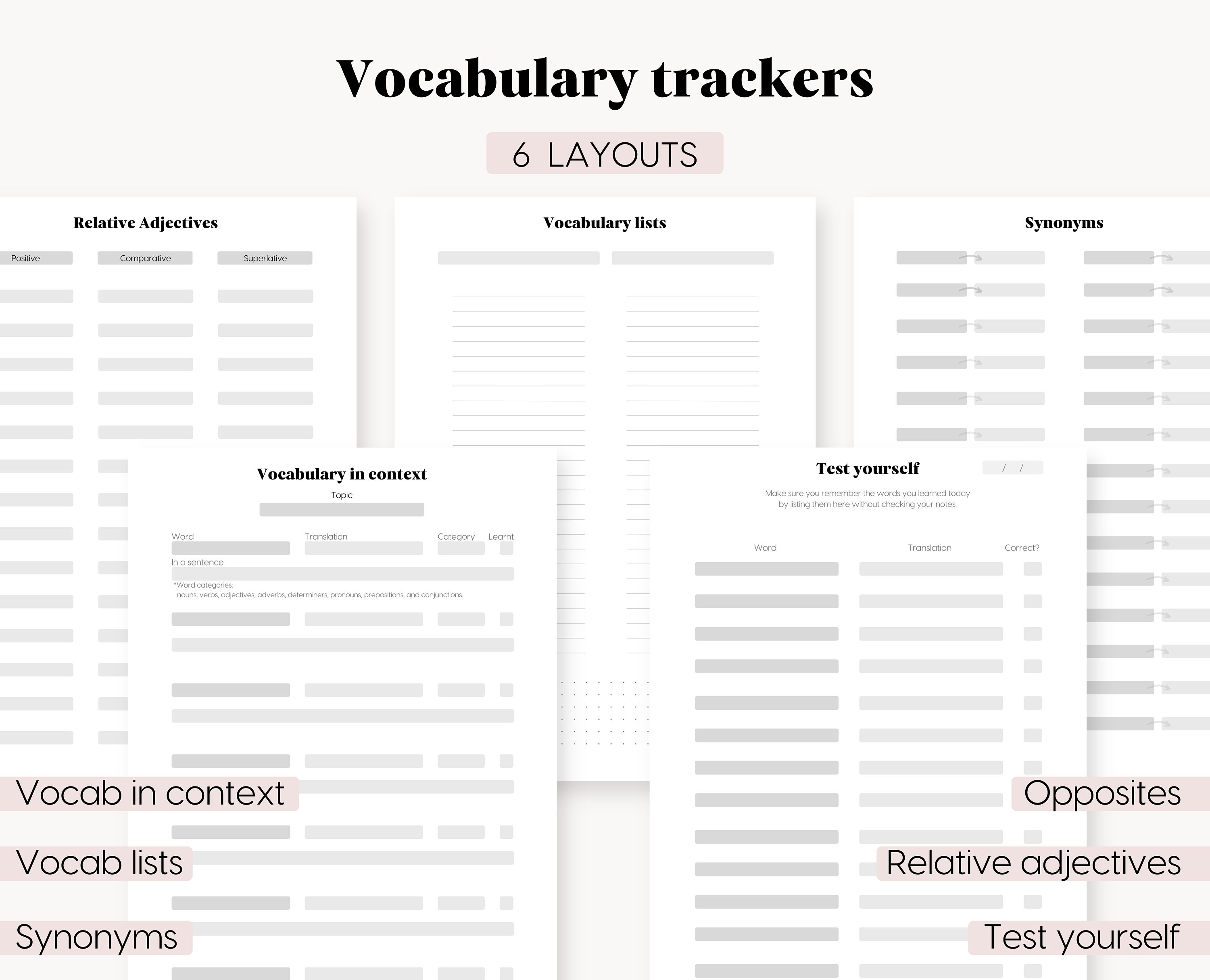 Language Learning Printables PDF Notebook grammar Etsy