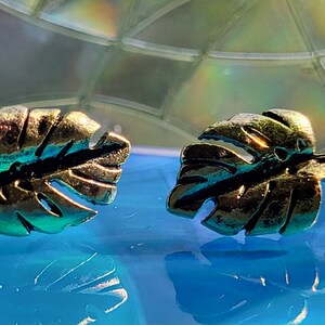 Monstera Stud Earrings Bronze Stainless Steel