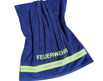 Towel fire brigade navy with reflective stripes 100 x 50 cm