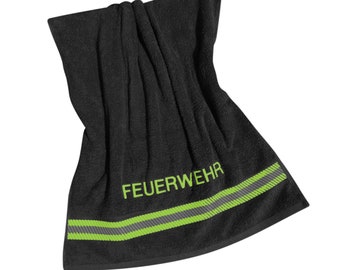 Serviette pompiers noire avec bandes réfléchissantes 100 x 50 cm