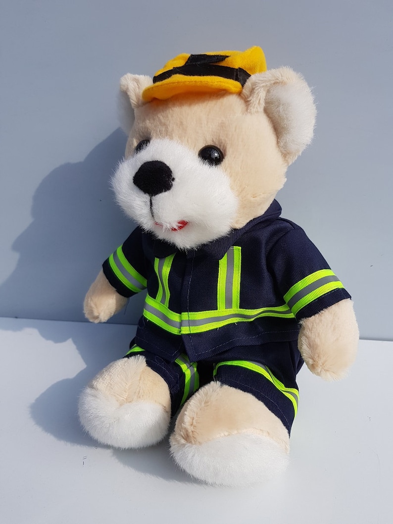 Fire brigade teddy in operational clothing bear 'firefighter' made of plush, 16x17x27cm image 1