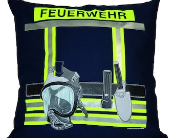 Coussin de pompiers au look d'urgence bleu