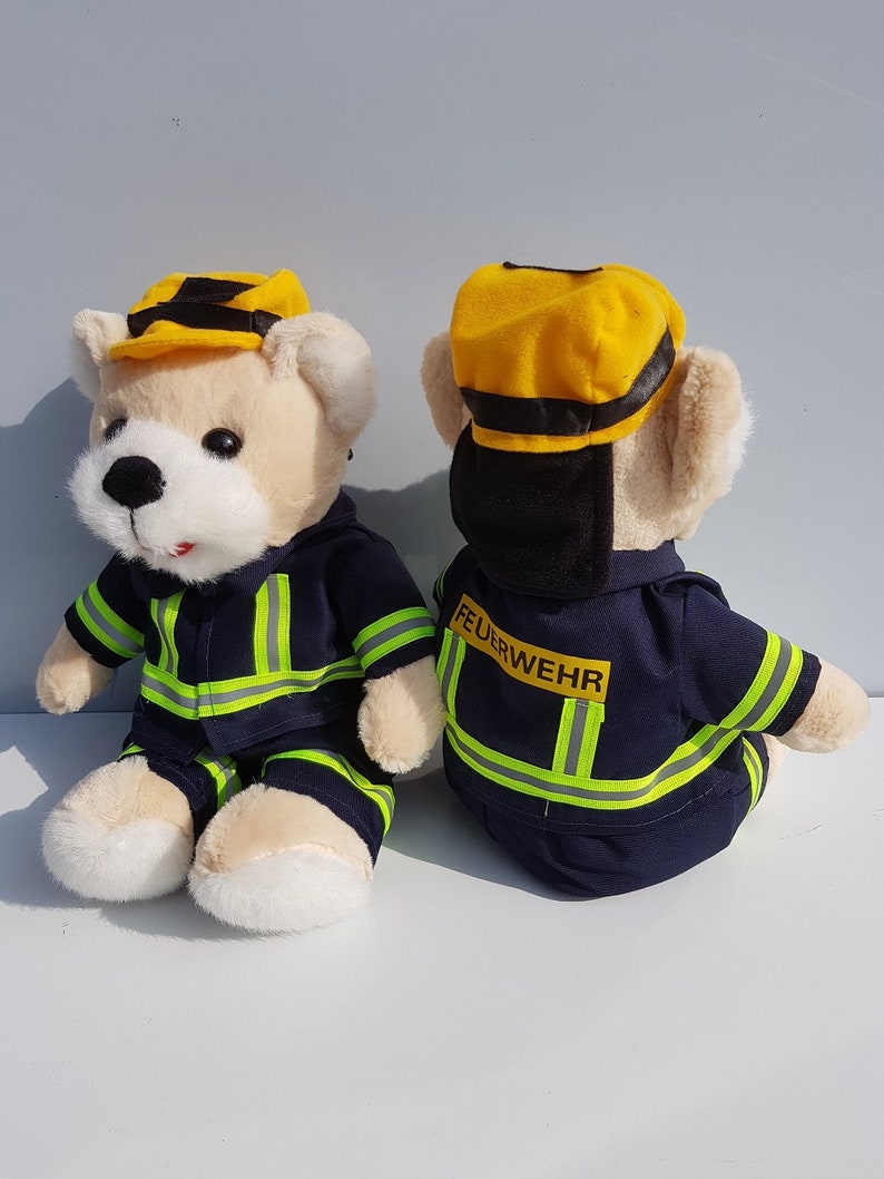 Fire brigade teddy in operational clothing bear 'firefighter' made of plush, 16x17x27cm image 2