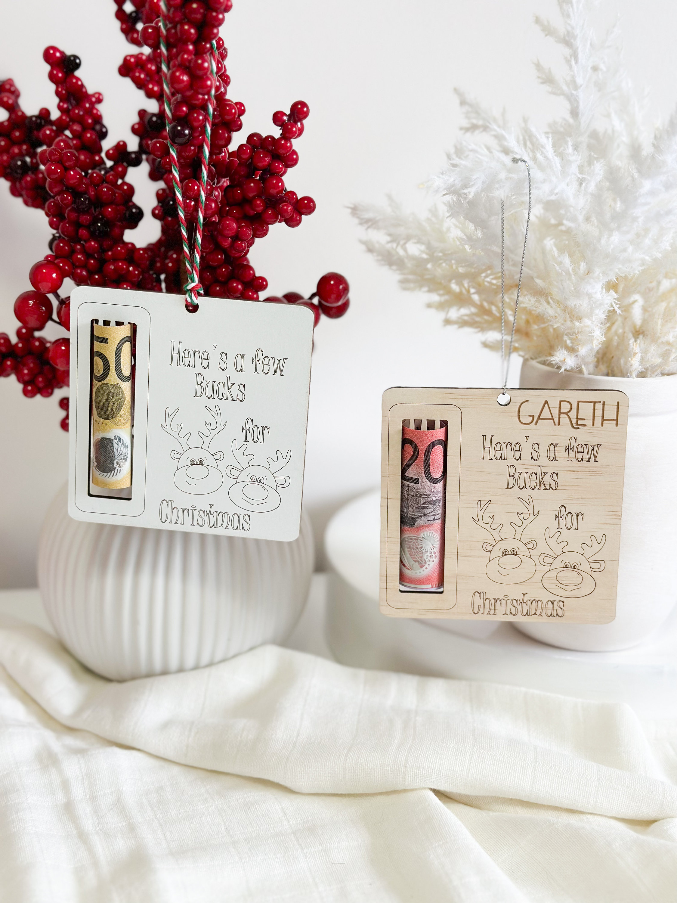 Personalised Christmas Money Holder, Christmas Gift, Heres a Few Bucks