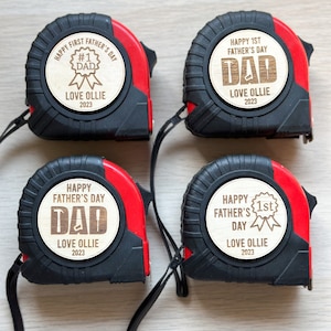 Personalised Wood Engraved Measuring Tape, First Father's Day Gift
