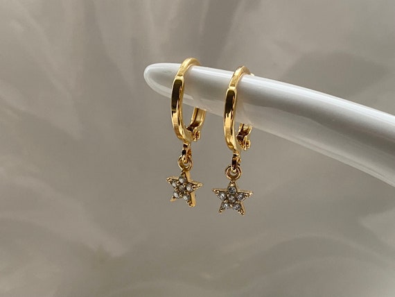18k Gold Plated Star Hoop Earrings