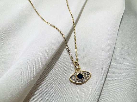 18k Gold Plated Evil Eye Necklace, Women's Gift, Protection