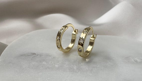 18k Gold Plated Celestial Star Hoop Earrings