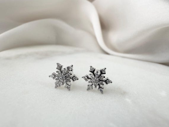 Snowflake Stud Earrings, Christmas Earrings