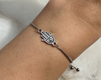 ハムサハンドブレスレット、調節可能なスライダーブレスレット、ファティマの手、女性へのギフト