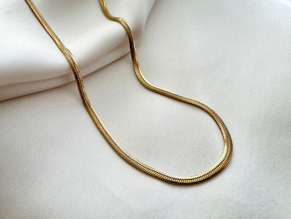 18k Gold Plated Snake Chain Choker Necklace,