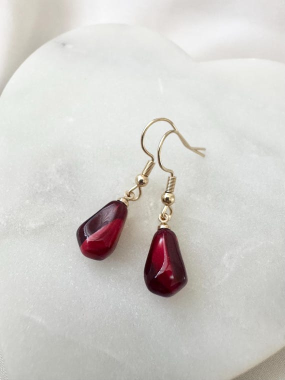 18k Gold Plated Pomegranate Seed Earrings