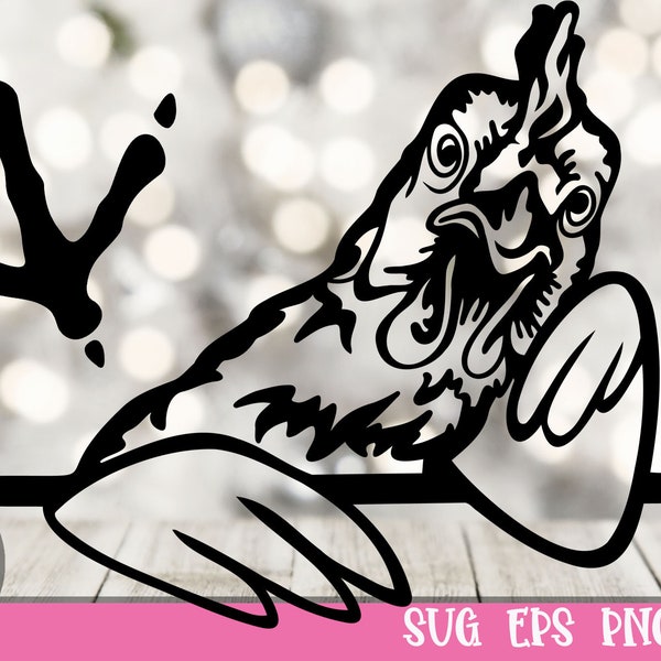 Peeking Chicken Laser SVG Gluck it Rooster Farm Animals Cut file for Cricut Silhouette / Digital Download / Commercial Use included