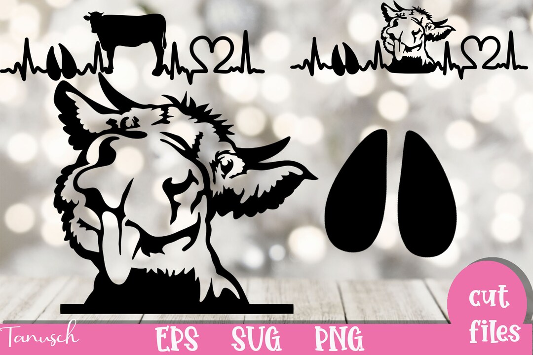 Peeking Cow SVG Bundle Heartbeat Foot Print Silhouette Heifer Farm