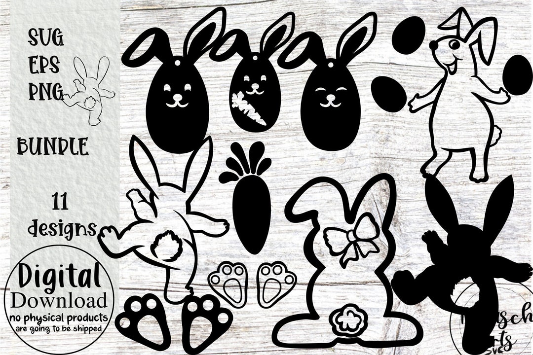 Easter Bunny SVG Bundle Carrots and Feet Cut File for Cricut Silhouette ...