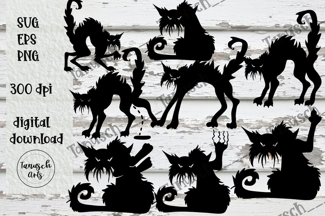 Angry Black Cat SVG Bundle Grumpy and Scared Car Rear Window - Etsy