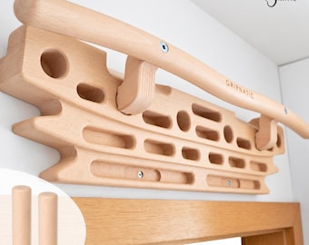 Hangboard FingerPeg 1.0 + Pull Up Bar Bundle, Wooden Climbing Board, Finger & Pulling Strength Trainer, Home Gym Gift