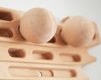 Spherical Holds, Spherical Climbing Grips for FingerPeg 1.0 or Pegboard, Wooden Sphere Bars Φ76 mm, FingerPeg 1.0 Extension Handles