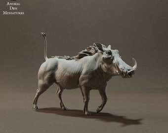 Warthog standing or kneeling different variants - Design by Animal Den Miniatures