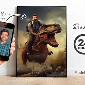 Custom T-Rex Portrait: Dinosaur Riding Gift (Digital Download)