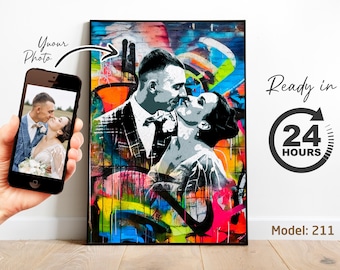 Personalized Graffiti Portrait | Custom Colorful Street Art Artwork | Unique Urban Wall or Room Gift (Digital Art)