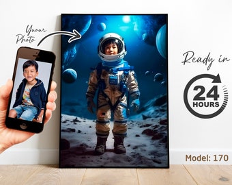 Custom Kid Astronaut Portrait: Space Theme Gift (Digital File)