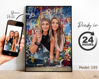 Personalized Graffiti Portrait | Banksy Style Pop-Art Illustration from Photo | Unique Urban Gift Idea (Digital File)