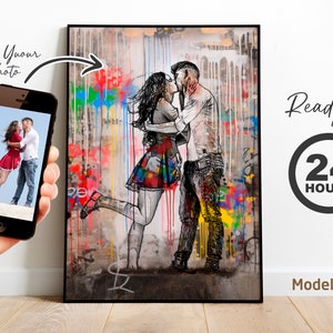Retrato de arte callejero personalizado: regalo de acuarela personalizado único, grafiti personalizado, retrato de arte callejero, grafiti fotográfico personalizado