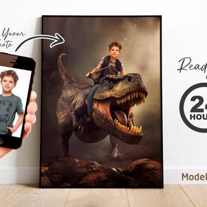 Custom Dinosaur Portrait: Jurassic T-Rex Photo Art (Digital File)