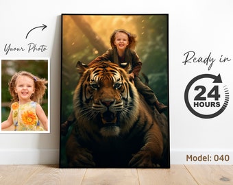 Personalized Bengal Tiger Portrait: Custom Photo Gift (Digital Download)