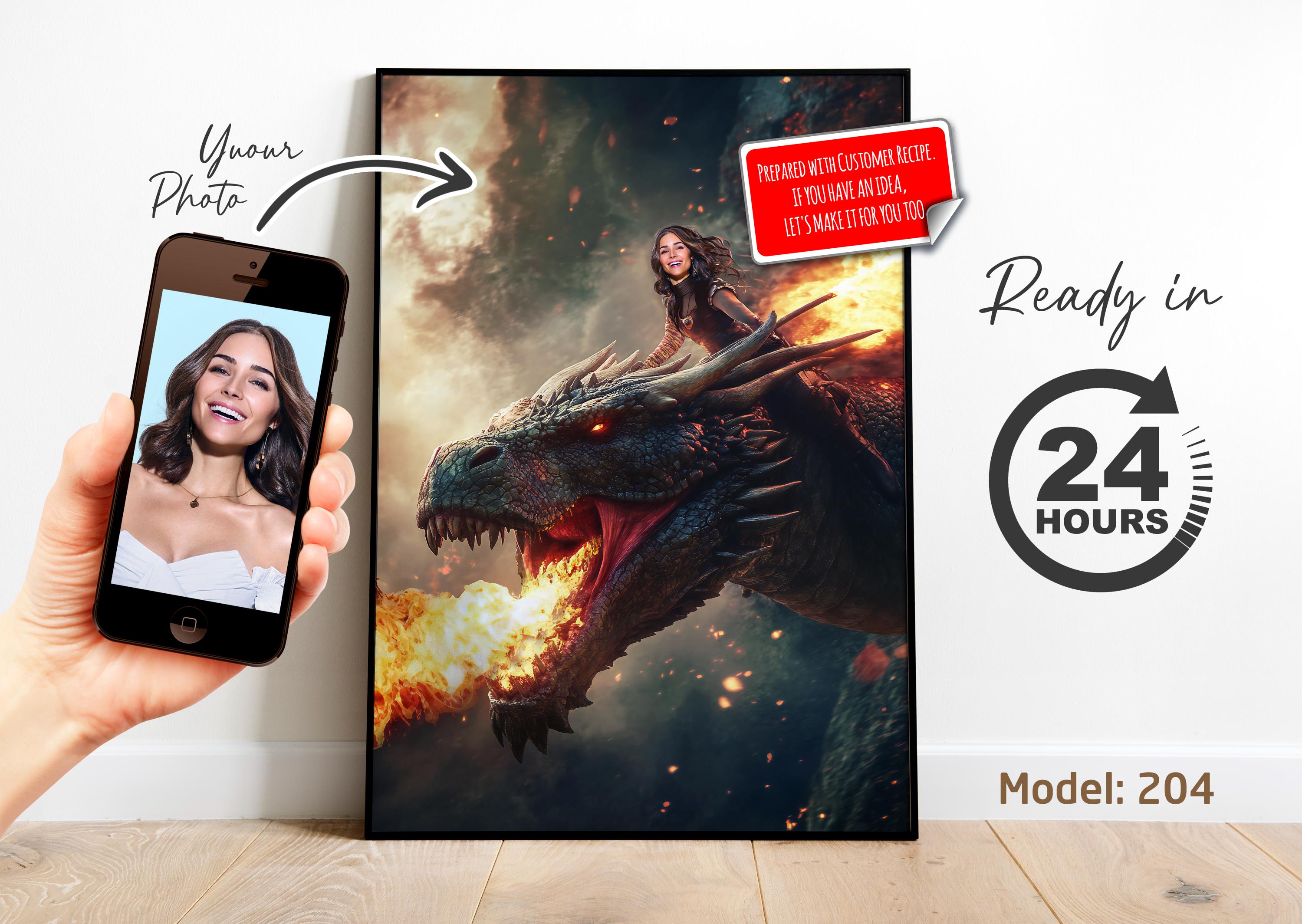 Custom Dragon Portrait: Personalized Woman & Dragon Art (Digital File)