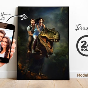 Personalized Dinosaur Portrait: Valentine&#39;s Day T-Rex Art (Digital Download)
