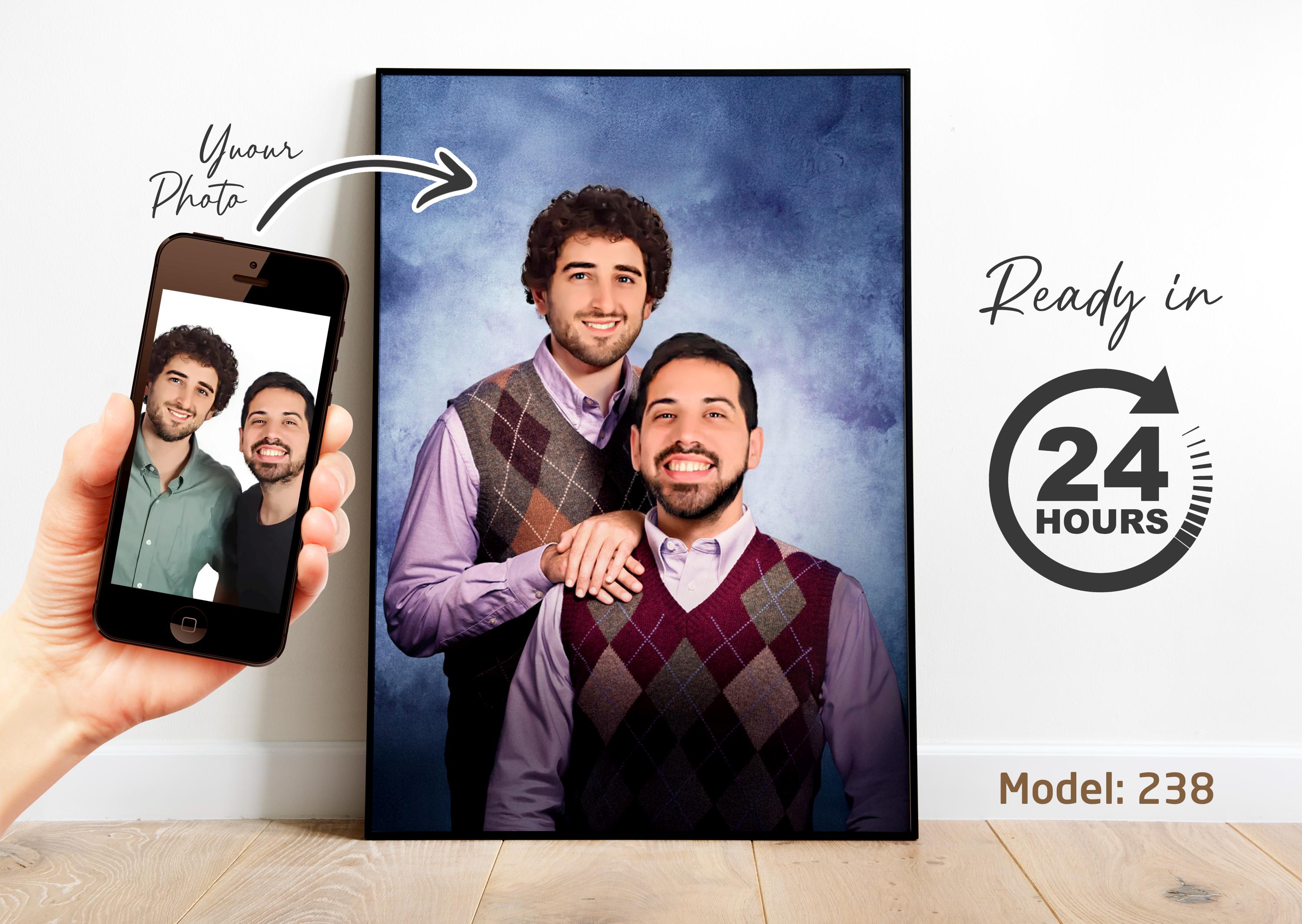 Retrato personalizado de hermanastro / Ilustración divertida personalizada a partir de tu foto / Regalo especial para padres e hijos (archivo digital)