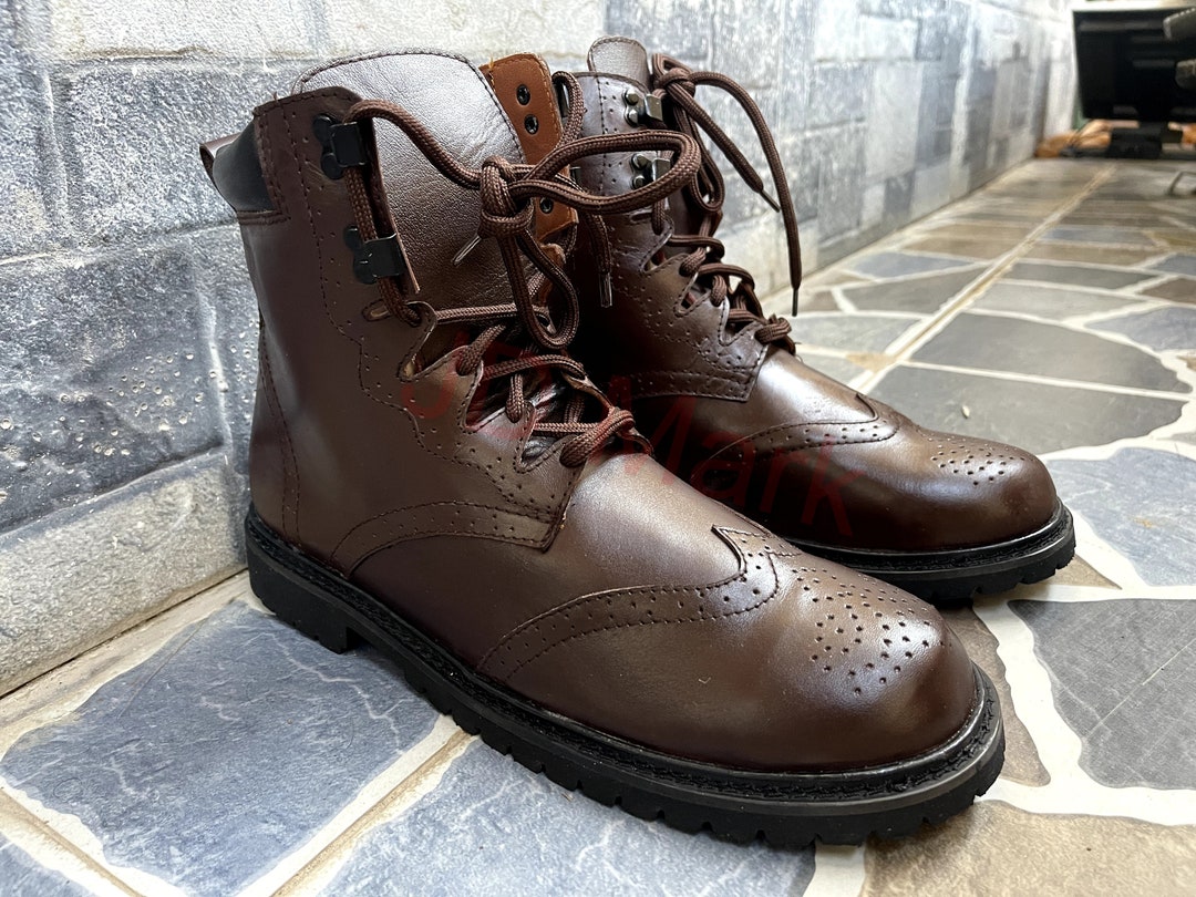 Scottish Brown Ghillie Brogue Kilt Boots Rubber Sole Kilt Etsy