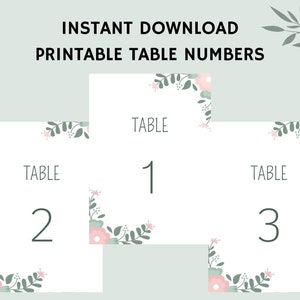 Luxury Table Numbers Template / Printable Table Numbers