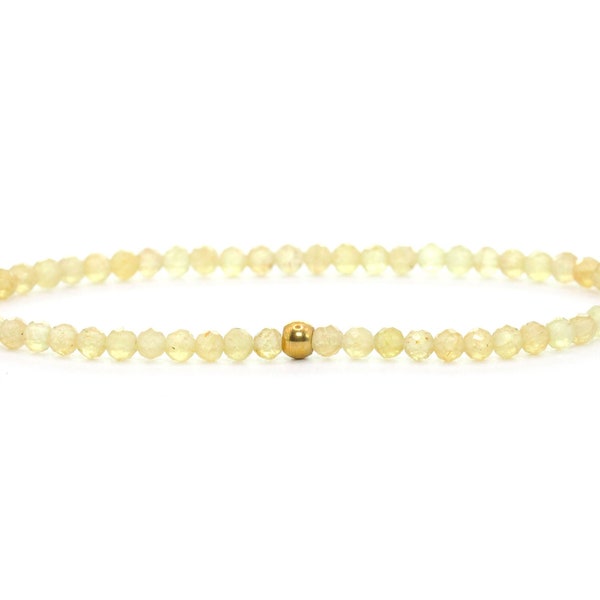 Véritable bracelet en pierre précieuse d'apatite 3 mm facetté jaune clair brillant boule en acier inoxydable bijoux de haute qualité cadeau filigrane délicat