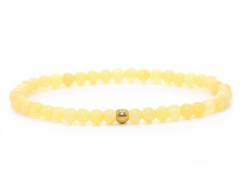 Echte gele jade edelsteen armband 4 mm geel glanzend gouden roestvrijstalen kogel hoogwaardige sieraden cadeau filigraan delicaat