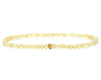 Bracciale in vera pietra preziosa di apatite 3 mm sfaccettato giallo chiaro lucido sfera in acciaio inossidabile gioielli di alta qualità regalo in filigrana delicata