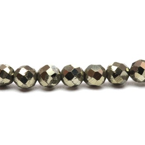 Pulsera de piedras preciosas de pirita genuina 3 mm facetado oro brillante bola de acero inoxidable joyería de alta calidad filigrana de regalo imagen 2