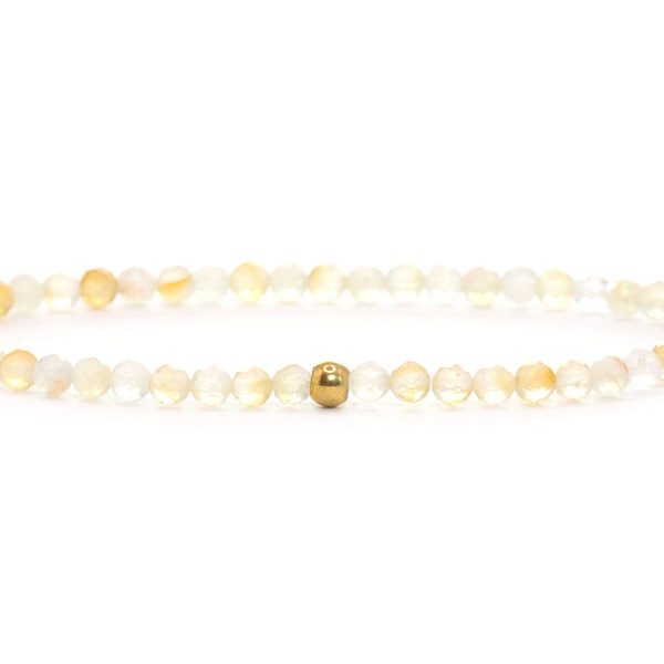 Véritable bracelet de pierres précieuses citrine 3 mm facetté jaune or brun brillant boule en acier inoxydable bijoux de haute qualité cadeau filigrane délicat