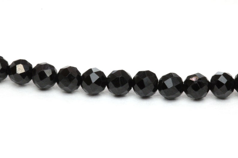 Véritable bracelet de pierres précieuses tourmaline 3 mm facetté noir brillant doré boule en acier inoxydable bijoux de haute qualité cadeau filigrane délicat image 2