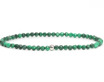 Echte malachiet edelsteen armband 3 mm gefacetteerd groen zwart glanzend roestvrij stalen kogel hoogwaardige sieraden cadeau filigraan delicaat