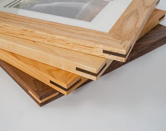 Handmade 'Classic Wide' Style Custom Picture Frame, 1.5" Width Face Profile, 100% Handmade from Solid Hardwood with Contrasting Splines