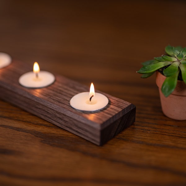 Wood Tea Light Candle Holder Etsy